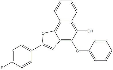 4-Phenylthio-2-(4-fluorophenyl)naphtho[1,2-b]furan-5-ol Struktur