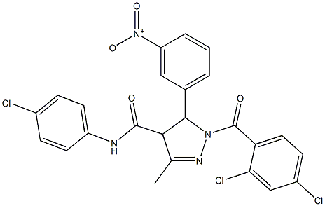 N-(4-Chlorophenyl)-5-(3-nitrophenyl)-1-(2,4-dichlorobenzoyl)-3-methyl-4,5-dihydro-1H-pyrazole-4-carboxamide Struktur