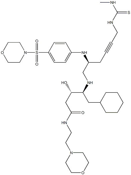 (3S,4S)-4-[[(2S)-2-[4-(Morpholinosulfonyl)phenylamino]-6-[3-methyl(thioureido)]-4-hexynyl]amino]-5-cyclohexyl-3-hydroxy-N-(2-morpholinoethyl)pentanamide Struktur