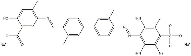 5-[[4'-[(2,6-Diamino-3-methyl-5-sodiosulfophenyl)azo]-3,3'-dimethyl-1,1'-biphenyl-4-yl]azo]-2-hydroxy-4-methylbenzoic acid sodium salt Struktur