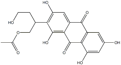 1,3,6,8-Tetrahydroxy-2-[1-(acetyloxymethyl)-3-hydroxypropyl]anthracene-9,10-dione Struktur