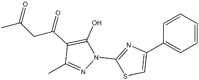 1-(4-Phenyl-2-thiazolyl)-3-methyl-4-(1,3-dioxobutyl)-5-hydroxy-1H-pyrazole Struktur