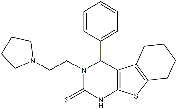 3-[2-(1-Pyrrolidinyl)ethyl]-3,4,5,6,7,8-hexahydro-4-phenyl[1]benzothieno[2,3-d]pyrimidine-2(1H)-thione Struktur