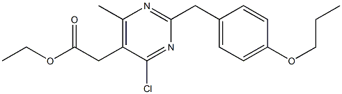 4-Chloro-6-methyl-2-(p-propoxybenzyl)-5-pyrimidineacetic acid ethyl ester Struktur