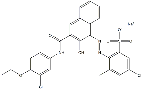 3-Chloro-5-methyl-6-[[3-[[(3-chloro-4-ethoxyphenyl)amino]carbonyl]-2-hydroxy-1-naphtyl]azo]benzenesulfonic acid sodium salt Struktur