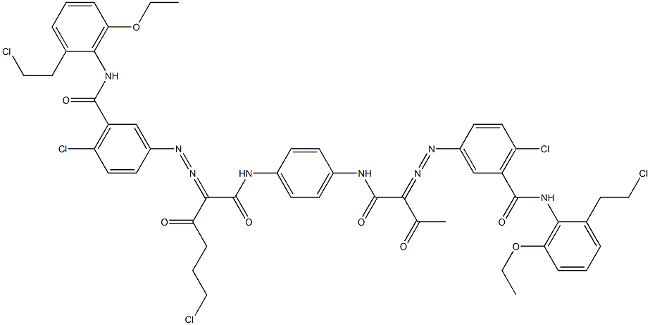 3,3'-[2-(2-Chloroethyl)-1,4-phenylenebis[iminocarbonyl(acetylmethylene)azo]]bis[N-[2-(2-chloroethyl)-6-ethoxyphenyl]-6-chlorobenzamide] Struktur