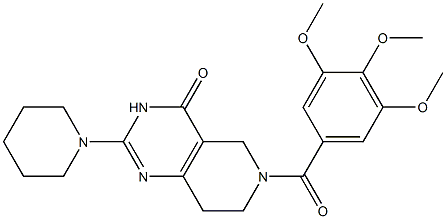 2-Piperidino-6-(3,4,5-trimethoxybenzoyl)-5,6,7,8-tetrahydropyrido[4,3-d]pyrimidin-4(3H)-one Struktur