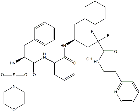 (4S)-4-[(S)-2-(N-Morpholinosulfonyl-L-phenylalanylamino)-4-pentenoylamino]-5-cyclohexyl-2,2-difluoro-3-hydroxy-N-[2-(2-pyridinyl)ethyl]pentanamide Struktur