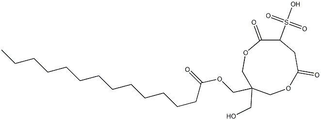 Myristic acid [1-(hydroxymethyl)-4,7-dioxo-6-sulfo-3,8-dioxacyclononan-1-yl]methyl ester Struktur