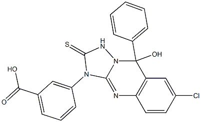 3-[[7-Chloro-1,2,3,9-tetrahydro-9-hydroxy-9-phenyl-2-thioxo[1,2,4]triazolo[5,1-b]quinazolin]-3-yl]benzoic acid Struktur