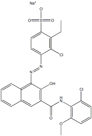 3-Chloro-2-ethyl-4-[[3-[[(2-chloro-6-methoxyphenyl)amino]carbonyl]-2-hydroxy-1-naphtyl]azo]benzenesulfonic acid sodium salt Struktur