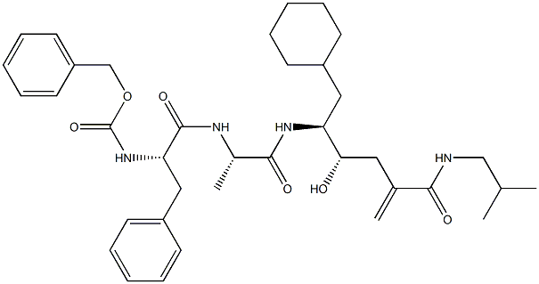 (4S,5S)-6-Cyclohexyl-5-[[(2S)-2-[[(2S)-2-(benzyloxycarbonylamino)-3-phenylpropionyl]amino]-propionyl]amino]-4-hydroxy-2-methylene-N-(2-methylpropyl)hexanamide Struktur