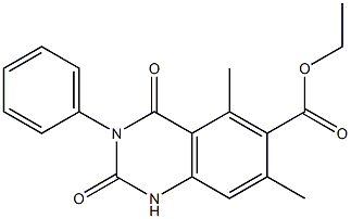 1,2,3,4-Tetrahydro-3-phenyl-5,7-dimethyl-2,4-dioxoquinazoline-6-carboxylic acid ethyl ester Struktur