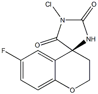 (4S)-6-Fluoro-2,3-dihydro-1'-chlorospiro[4H-1-benzopyran-4,4'-imidazolidine]-2',5'-dione Struktur