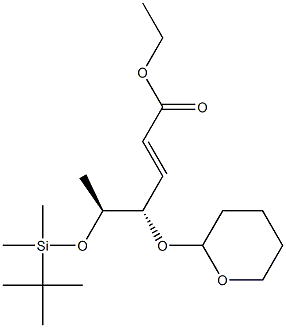 (4S,5S,E)-4-[[(3,4,5,6-Tetrahydro-2H-pyran)-2-yl]oxy]-5-[(tert-butyldimethylsilyl)oxy]-2-hexenoic acid ethyl ester Struktur