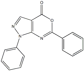 1-Phenyl-6-(phenyl)pyrazolo[3,4-d][1,3]oxazin-4(1H)-one Struktur