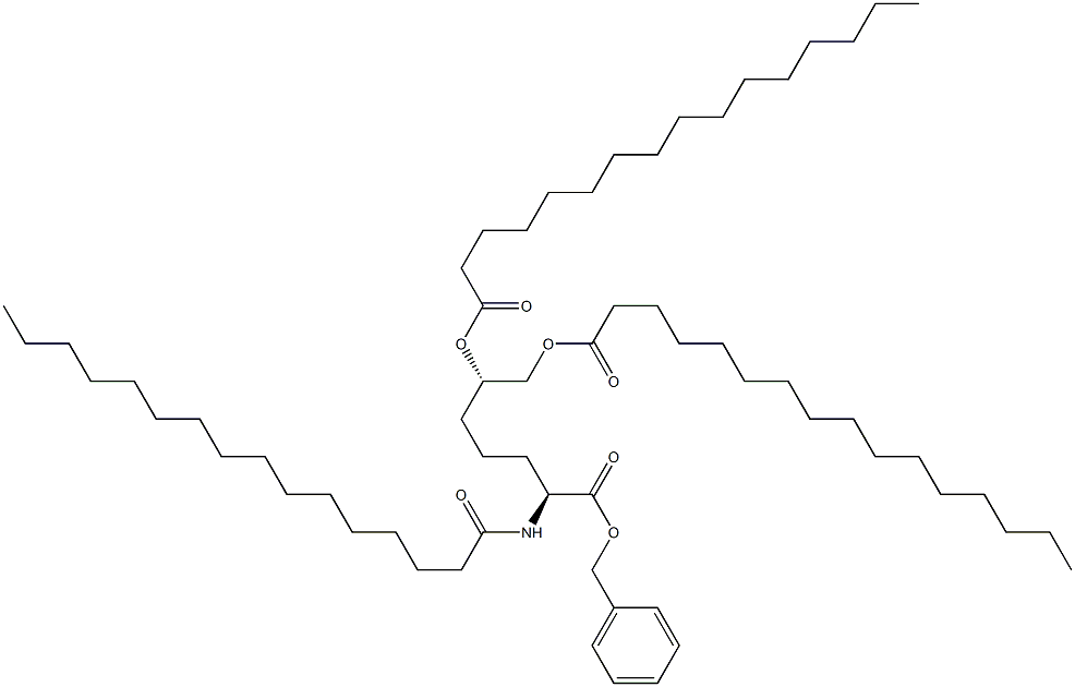 (2S,6S)-2-Palmitoylamino-6,7-di(palmitoyloxy)heptanoic acid benzyl ester Struktur