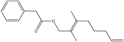 Phenylacetic acid 2,3-dimethyl-2,7-octadienyl ester Struktur