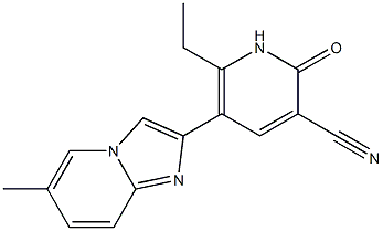 2-[(3-Cyano-6-ethyl-1,2-dihydro-2-oxopyridin)-5-yl]-6-methylimidazo[1,2-a]pyridine Struktur