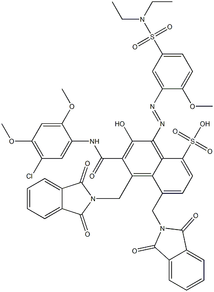 3-[(5-Chloro-2,4-dimethoxyphenyl)aminocarbonyl]-1-[5-[(diethylamino)sulfonyl]-2-methoxyphenylazo]-2-hydroxy-4,5-bis(phthalimidylmethyl)naphthalene-8-sulfonic acid Struktur