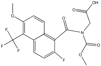 2-[N-Methoxycarbonyl-N-[[2-fluoro-6-methoxy-5-trifluoromethyl-1-naphthalenyl]carbonyl]amino]acetic acid Struktur