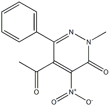 2-Methyl-4-nitro-5-acetyl-6-phenylpyridazin-3(2H)-one Struktur