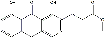 1,8-Dihydroxy-9,10-dihydro-9-oxoanthracene-2-propanoic acid methyl ester Struktur