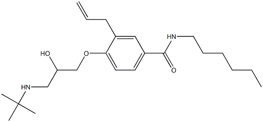 1-[4-[Hexylcarbamoyl]-2-(2-propenyl)phenoxy]-3-[tert-butylamino]-2-propanol Struktur