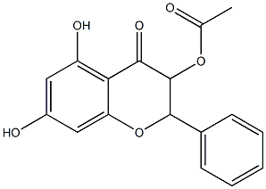 2-Phenyl-5,7-dihydroxy-3-acetoxy-2,3-dihydro-4H-1-benzopyran-4-one Struktur