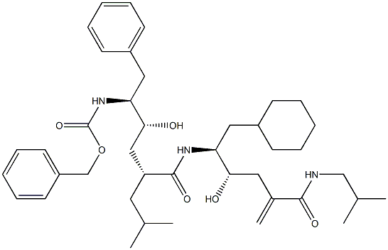 (4S,5S)-6-Cyclohexyl-5-[[(2R,4R,5S)-6-phenyl-5-(benzyloxycarbonylamino)-4-hydroxy-2-(2-methylpropyl)hexanoyl]amino]-4-hydroxy-2-methylene-N-(2-methylpropyl)hexanamide Struktur