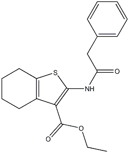 2-[(Phenylacetyl)amino]-4,5,6,7-tetrahydrobenzo[b]thiophene-3-carboxylic acid ethyl ester Struktur