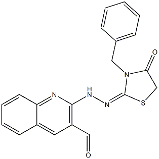 2-[2-[3-Formylquinoline-2-yl]hydrazono]-3-benzylthiazolidine-4-one Struktur