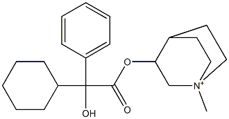 3-(Phenylcyclohexylhydroxyacetyloxy)-1-methylquinuclidin-1-ium Struktur