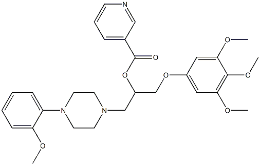 Pyridine-3-carboxylic acid 1-(3,4,5-trimethoxyphenoxymethyl)-2-[4-(2-methoxyphenyl)-1-piperazinyl]ethyl ester Struktur