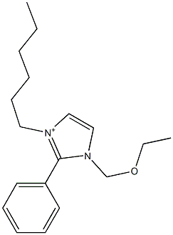 3-Hexyl-2-phenyl-1-[ethoxymethyl]-1H-imidazol-3-ium Struktur