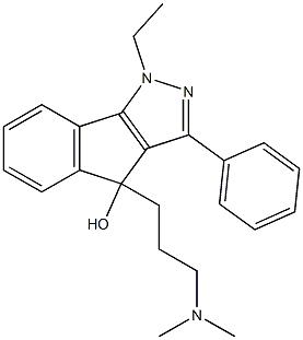 1,4-Dihydro-4-(3-dimethylaminopropyl)-1-ethyl-3-phenylindeno[1,2-c]pyrazol-4-ol Struktur