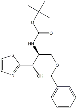 (1S,2S)-3-(Benzyloxy)-2-(tert-butyloxycarbonylamino)-1-(2-thiazolyl)propan-1-ol Struktur