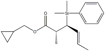 (2R,3S,4E)-2-Cyclopropylmethyl-3-(dimethylphenylsilyl)-4-hexenoic acid methyl ester Struktur