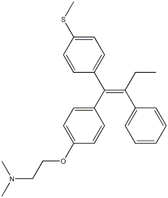 (E)-1-[4-[2-(Dimethylamino)ethoxy]phenyl]-1-(4-(methylthio)phenyl)-2-phenyl-1-butene Struktur