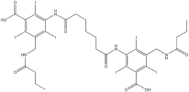 3,3'-(Pimeloyldiimino)bis[5-(butyrylaminomethyl)-2,4,6-triiodobenzoic acid] Struktur