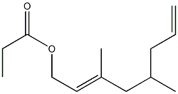 Propionic acid 3,5-dimethyl-2,7-octadienyl ester Struktur