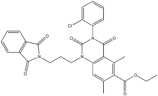 1,2,3,4-Tetrahydro-3-(2-chlorophenyl)-1-[3-(1,3-dioxoisoindolin-2-yl)propyl]-5,7-dimethyl-2,4-dioxoquinazoline-6-carboxylic acid ethyl ester Struktur