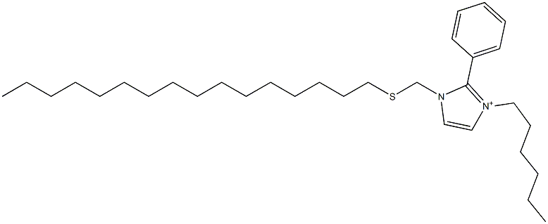 3-Hexyl-2-phenyl-1-[(hexadecylthio)methyl]-1H-imidazol-3-ium Struktur