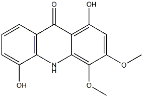 1,5-Dihydroxy-3,4-dimethoxyacridin-9(10H)-one Struktur