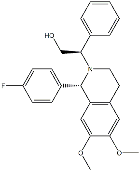 (1S)-1,2,3,4-Tetrahydro-2-[(R)-1-phenyl-2-hydroxyethyl]-1-(4-fluorophenyl)-6,7-dimethoxyisoquinoline Struktur