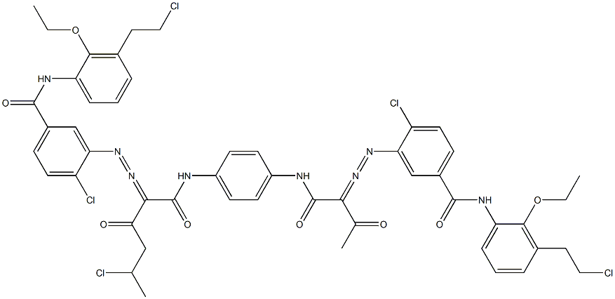 3,3'-[2-(1-Chloroethyl)-1,4-phenylenebis[iminocarbonyl(acetylmethylene)azo]]bis[N-[3-(2-chloroethyl)-2-ethoxyphenyl]-4-chlorobenzamide] Struktur