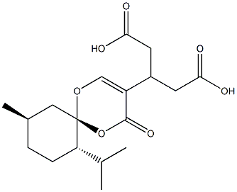 Diacetic acid [(6R,7S,10R)-7-isopropyl-10-methyl-4-oxo-1,5-dioxaspiro[5.5]undec-2-en-3-yl]methylene ester Struktur