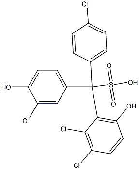 (4-Chlorophenyl)(3-chloro-4-hydroxyphenyl)(2,3-dichloro-6-hydroxyphenyl)methanesulfonic acid Struktur