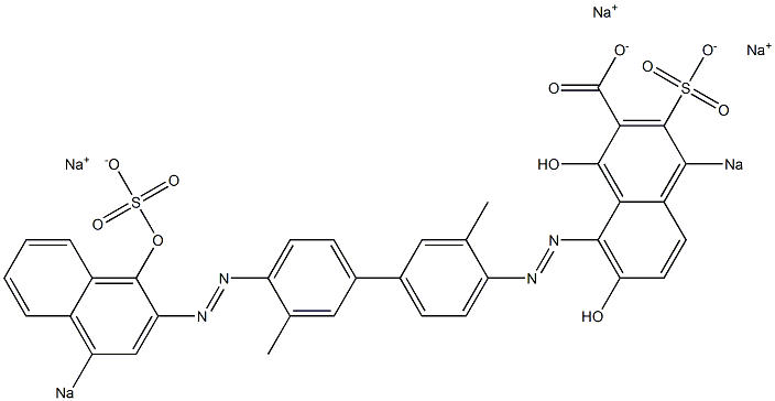 1,7-Dihydroxy-4-sodiosulfo-8-[[4'-[(1-hydroxy-4-sodiosulfo-2-naphthalenyl)azo]-3,3'-dimethyl-1,1'-biphenyl-4-yl]azo]-2-naphthalenecarboxylic acid sodium salt Struktur