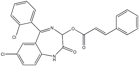 1,3-Dihydro-5-(2-chlorophenyl)-7-chloro-2-oxo-2H-1,4-benzodiazepin-3-ol 3-phenylacrylate Struktur